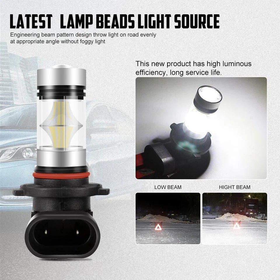 2X H10 9145 9005 HB3 LED Projector Fog Driving Light Bulbs Kit Xenon White 6000K - Image 3 of 4