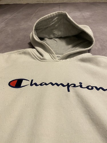 Champion White Hooded Pullover Hoodie Athletic Wear Sweatshirt Youth XL Stitch - Picture 3 of 5