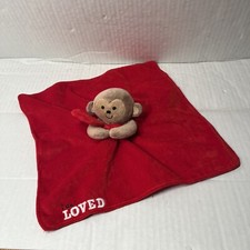 Carters Brown Monkey I AM LOVED Red Satin Security Blanket Rattle Lovey
