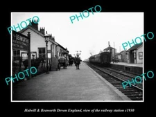 OLD LARGE HISTORIC PHOTO HALWILL & BEAWORTHY DEVON ENGLAND RAILWAY STATION c1930