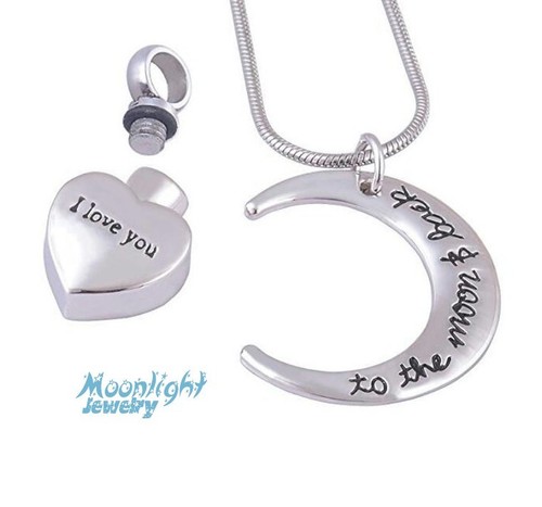 New I Love You to the Moon and Back Urn Cremation Memorial Necklace - Picture 4 of 4
