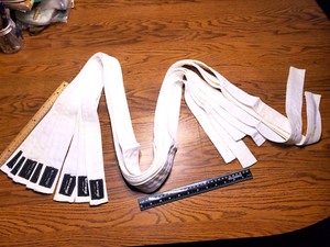 Lot of 8 SNOWGI Martial Arts Karate Belts White 4 lengths 2'' wide Taekwondo !!