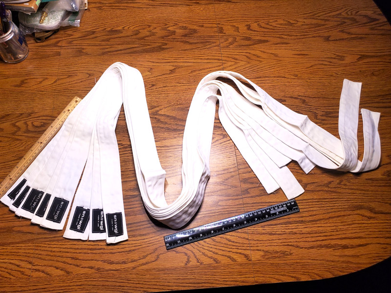Lot of 8 SNOWGI Martial Arts Karate Belts White 4 lengths 2'' wide Taekwondo !!
