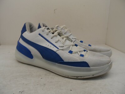 PUMA Men's Clyde Hardwood Team Basketball Shoes White/Blue