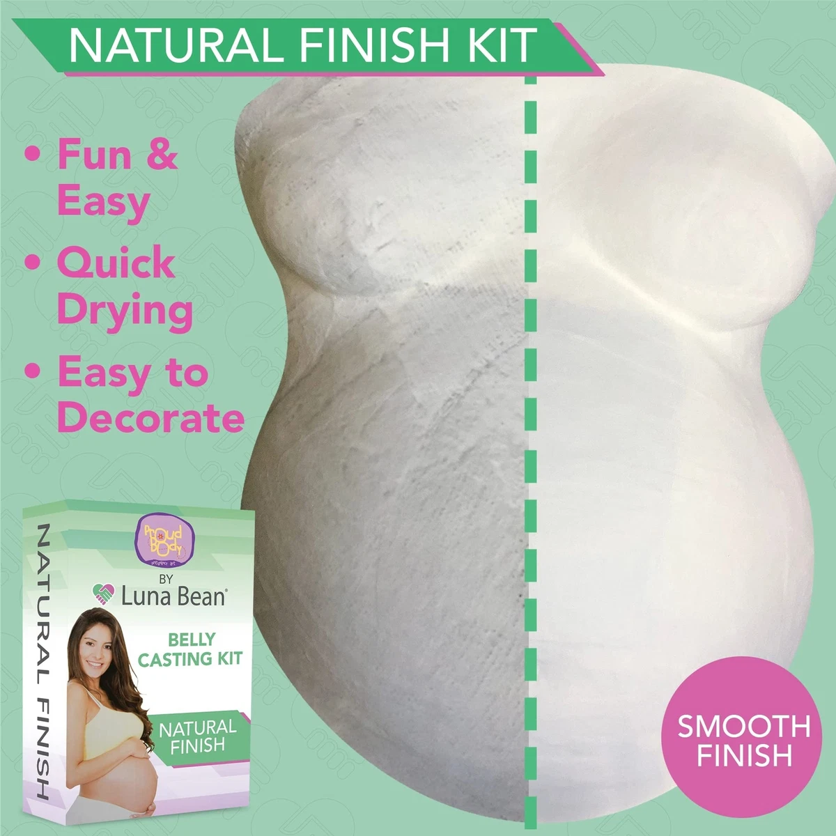 Luna Bean Belly Cast Kit Pregnancy Casting Kit (Natural) – Mom to Be Gift,  Be 856778001028