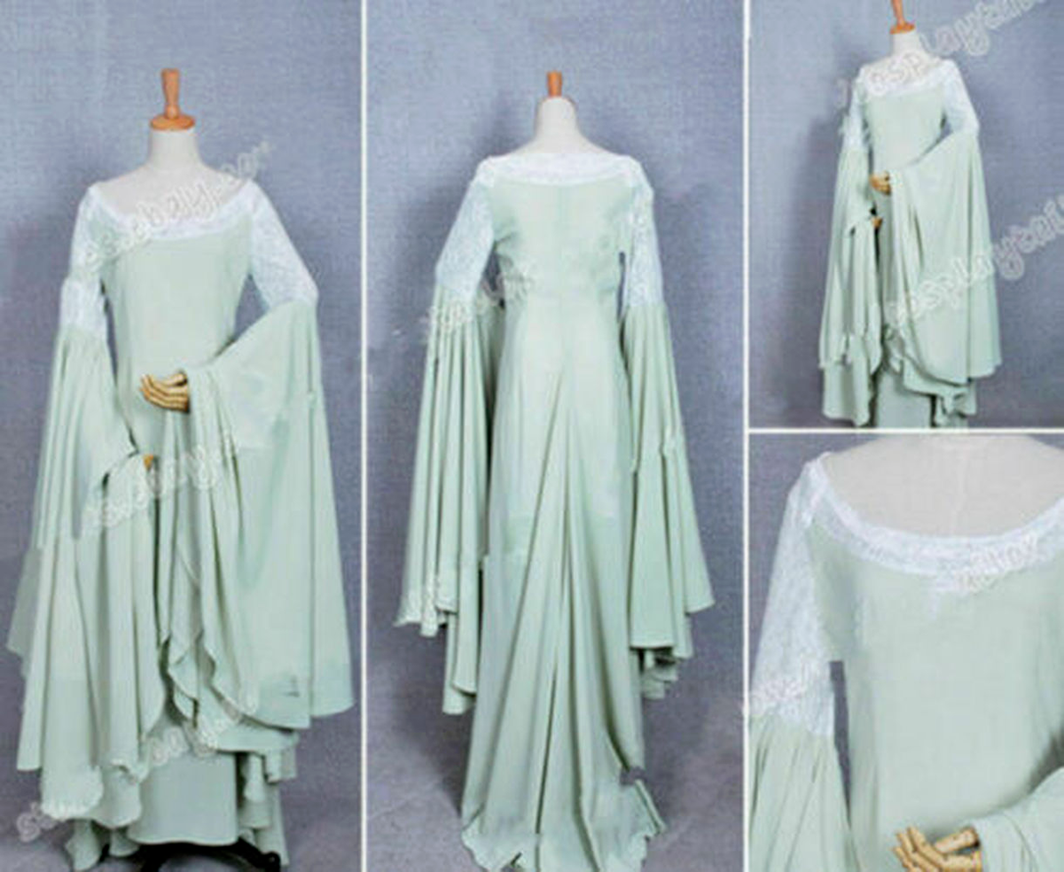 The Lord of the Rings Cosplay Arwen Green Dress Costume custom made The Lord of the Rings Cosplay Arwen Green Dress Costume custom made