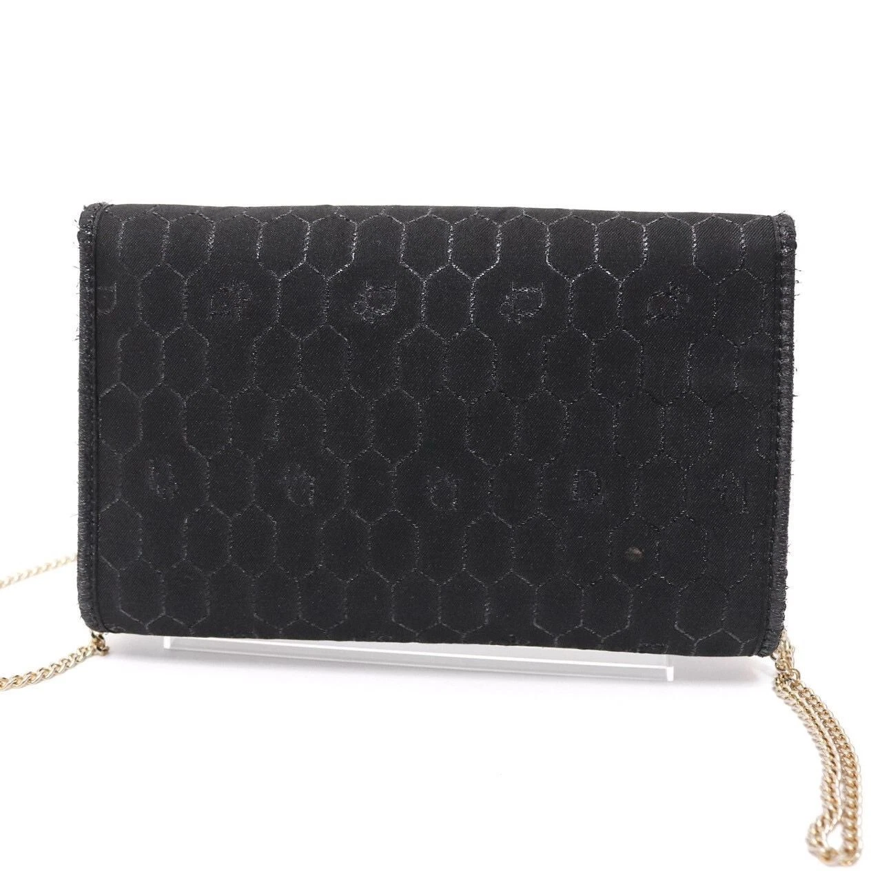 Sac trotteur bandoulière chaîne nid d'abeille Dior noir or quincaillerie femme authentique
