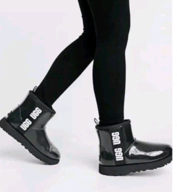 UGG Classic Clear Mini Women's Waterproof Ankle Boots Black Size 5