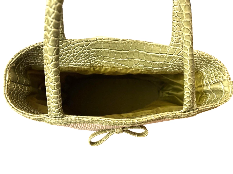 Estee Lauder винтажный холст искусственной кожи крокодила сумка с короткими ручками и косметики сумка комплект - Изображение 4 из 4