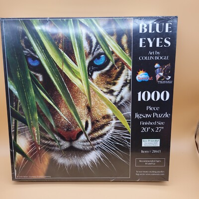 SunsOut Jigsaw Puzzle Blue Eyes Tiger 1000 Piece Art by Collin Bogle New Sealed