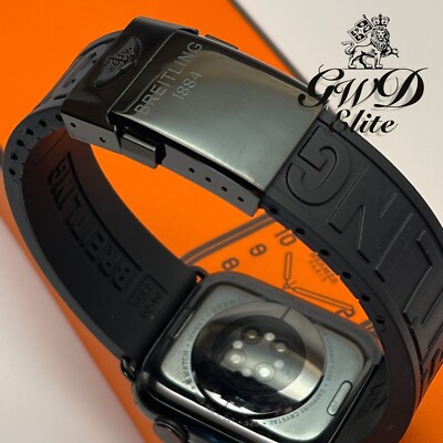 Breitling Black Diver Band & Buckle For Apple Watch Ultra 49mm 45mm Series 8 7 6