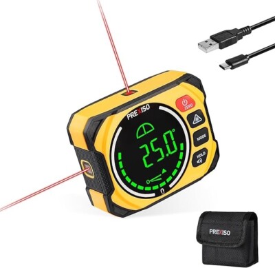 PREXISO 2-in-1 Magnetic Digital Angle Gauge Laser Level Angle Finder Cross Lines