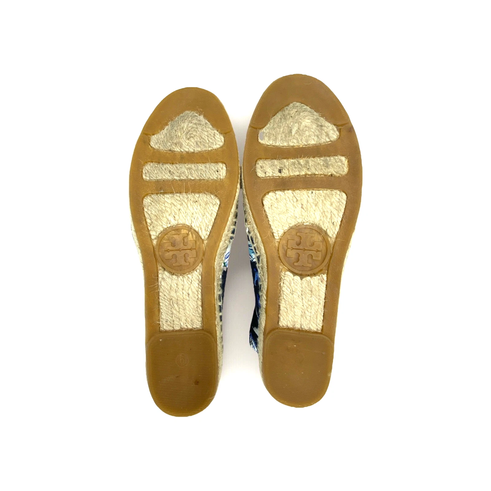 Scarpe basse espadrillas TORY BURCH blu stampa floreale tela US 6 usate
