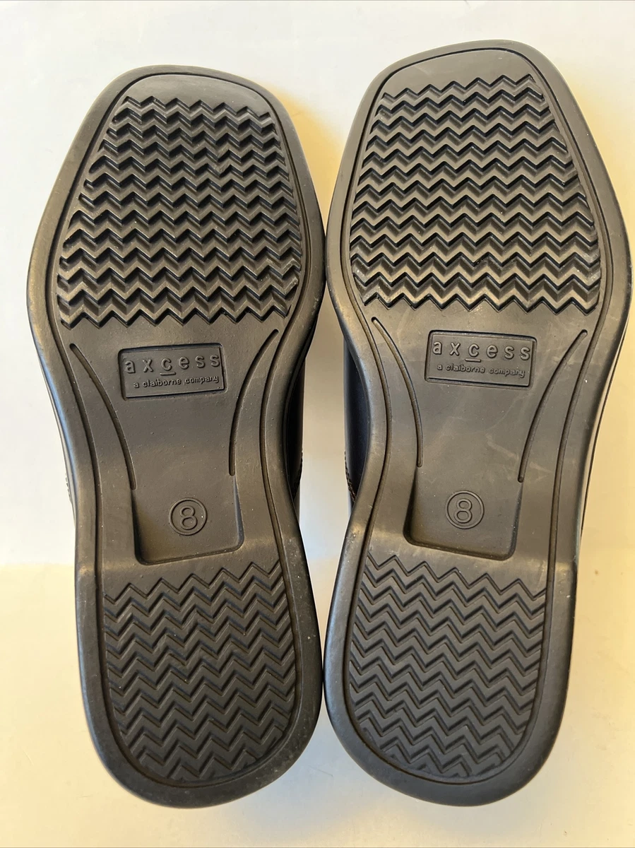 Axcess Maddison Black Leather Slip-on Shoes Size 8 M - A Claiborne Company  New | eBay