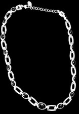 18-20” Adj Branded Silvertone Laura Vann Necklace W/Faux Black Onyx Stones
