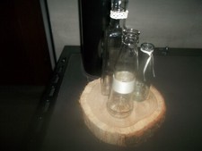 Dekoration 3 Dekoflaschen Tischvasen Vasen und Holzscheibe Tischdeko