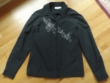 Ladies Nwot Together Sz S Small Dark Gray Pleated Back Floral Applique Jacket