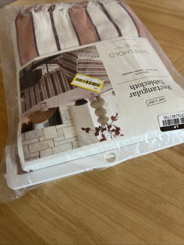 Threshold Rectangular Striped Tablecloth NIP 60” X 104” - Picture 3 of 7
