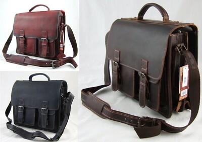 GreenBurry Aktentasche XXL 39*33*21 Büffel-Leder Lehrer-Tasche Aktenmappe 1128
