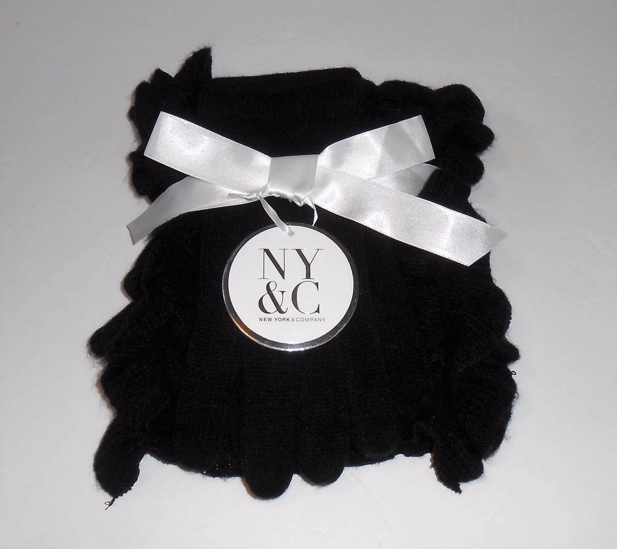 New York Co Boa Knit Scarf Glove Set Black O/S NWT NY&C