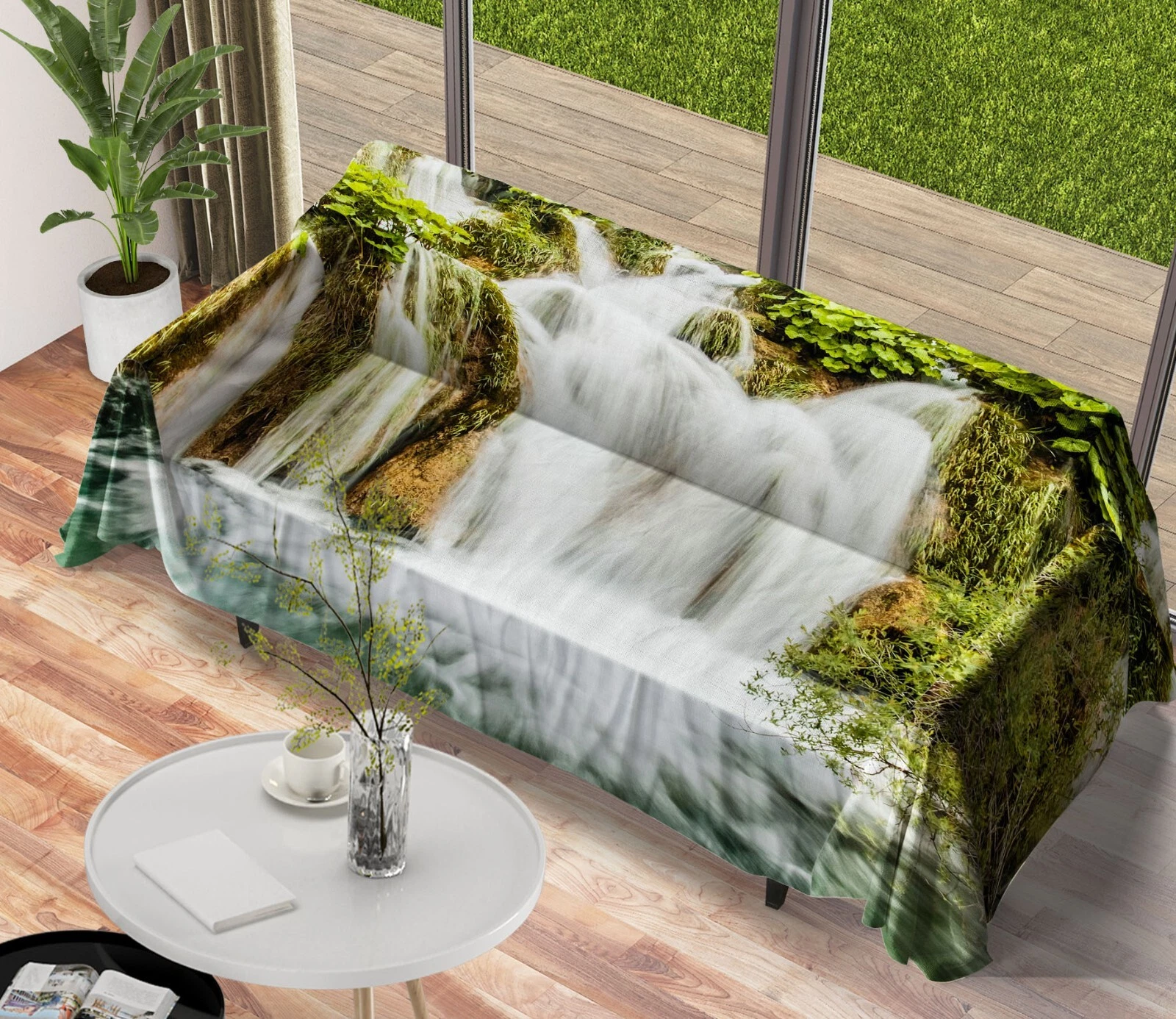 3D Waterfall N2857 Sofa Cover High Stretch Lounge Slipcover Protector Couch Eve