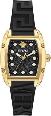 Versace VE8K00624 Dominus Lady gold schwarz Kautschuk Damen Uhr NEU