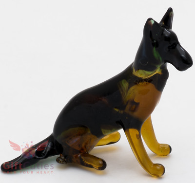 Art Blown Glass Figurine of the German Shepherd dog
