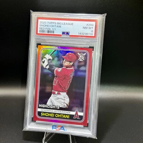 2020 TOPPS BIG LEAGUE RED FOIL #294 SHOHEI OHTANI 1/1 ONE OF ONE NMMT PSA  8