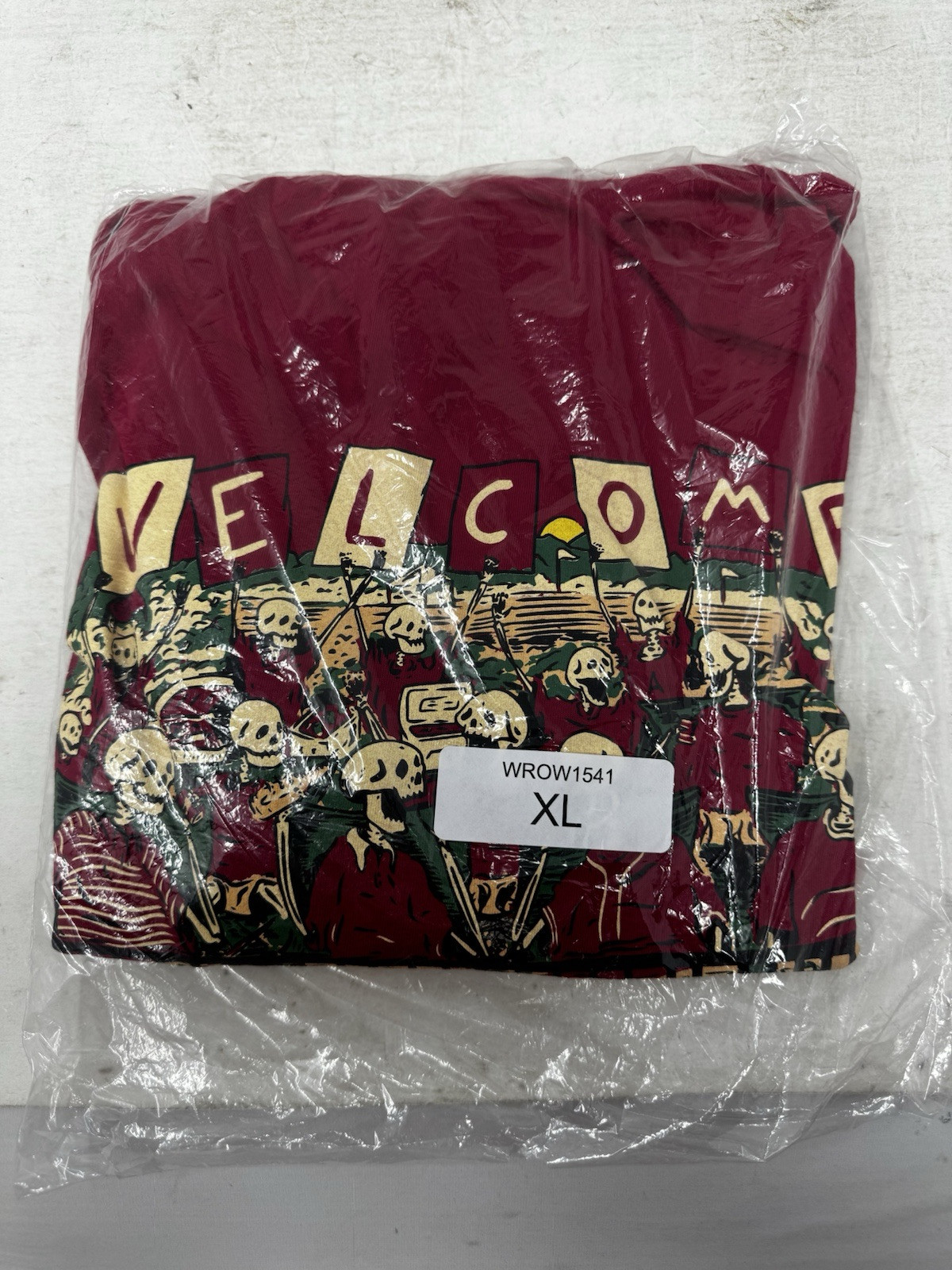 T shirt vecchia fila XL colore bordeaux scheletri