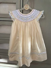 VINTAGE Will’Beth Baby Yellow Embroidered Baby Girl Dress Size 12 M  *LIKE NEW*