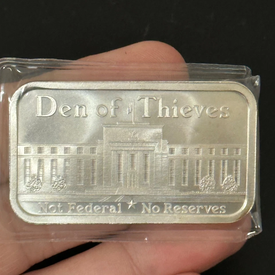 Den of Thieves 1 oz .999 Silver Shield Bar Not Federal & NO Reserves RARE - Image 3 of 4