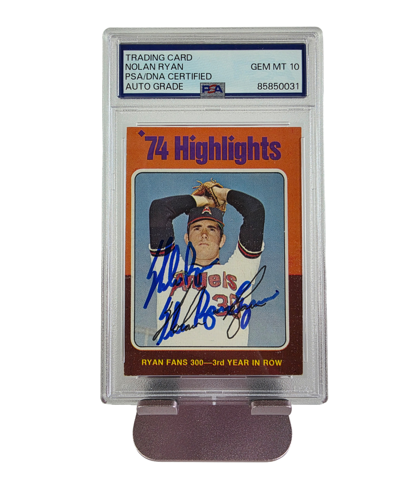 Nolan Ryan 1975 Topps #5 The Ryan Express Inscribed Auto PSA/DNA GEM MT 10 HOF