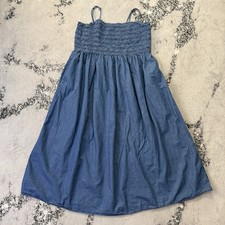 Gap Dress Womens Sz XXL Blue Smocked Chambray Spaghetti Straps 100% Cotton Denim