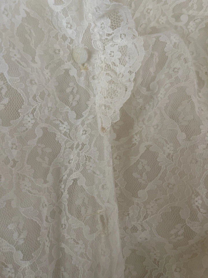Maxi bata lencería larga vintage de encaje marfil Miss Elaine Foto 4 de 4