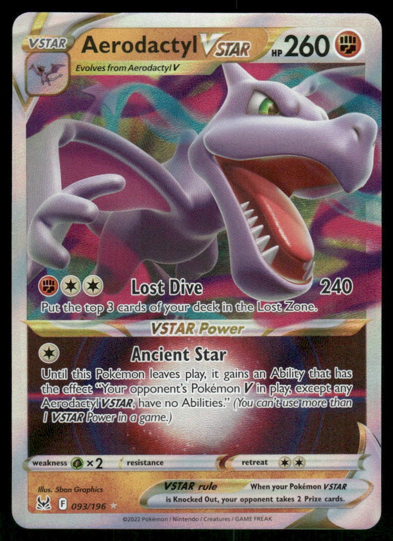 Aerodactyl VSTAR 093/196 Ultra Rare holo Near Mint Pokemon SWSH11: Lost Origin