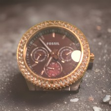 Fossil Gold Tone Metal Band Wristwatch Unisex Adult Gold Dial