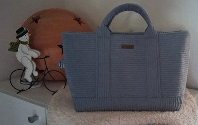Handtasche aus Breitcord rauchblau - handmade - Unikat - nur ein Stück - neu