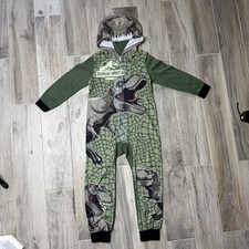 Jurassic World T Rex Hooded Union Suit Sleeper Pajamas Size 8, Mint Condition.