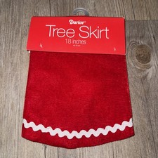 Mini Christmas Tree Skirt Small Round 18" Red Velvet Darice For Small Tree
