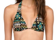 NWOT Volcom Tribal Instinct S Reversible Triangle Bikini Swim Top 99298
