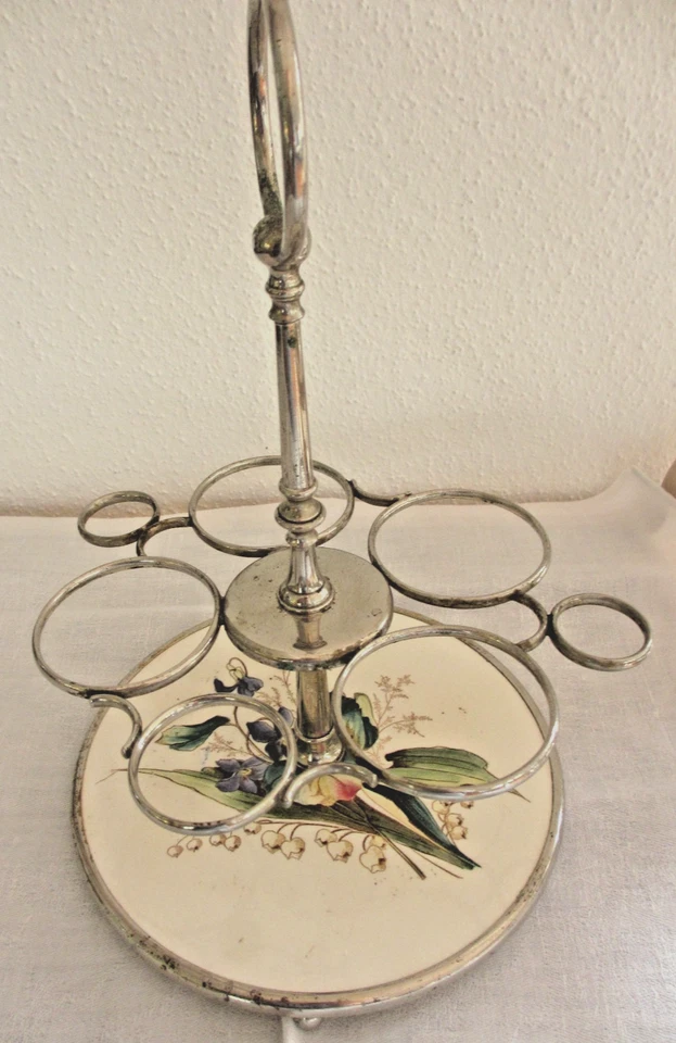 Wächtersbach, Menage für 7  ohne Gläser, Keramik/ Metallfassung Jugendstil