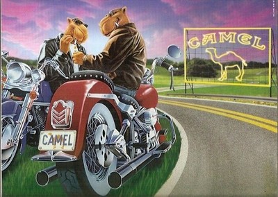 Camel Advertising Poster Biker Camels Neon Sign 12x8in Metal Sign Poster Ad