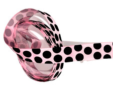 3 yards 7/8" Large Black Polka Dots on Pink Grosgrain Ribbon 100 polyester