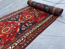 Red Hand Knotted Afghan Ali Khoja Rug 3x13 Turkmen Medallion Long Runner Carpet