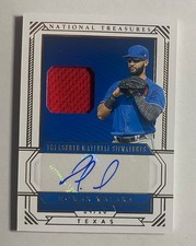 2019 National Treasures Treasured Material Signatures Gold /10 Nomar Mazara Auto