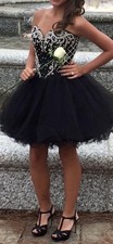 Sherry Hill Homecoming Dress Size 2 Sweetheart Neck Black And Silver