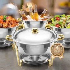GOLD Chafing Dish Buffet Set Stainless Steel Full Size Chafer 8QT party 2/4PACK