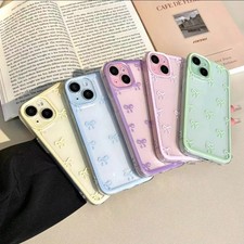 Clear Bow Soft Silicone Phone Case Compatible with iPhone 15 14 13 12 11 Pro