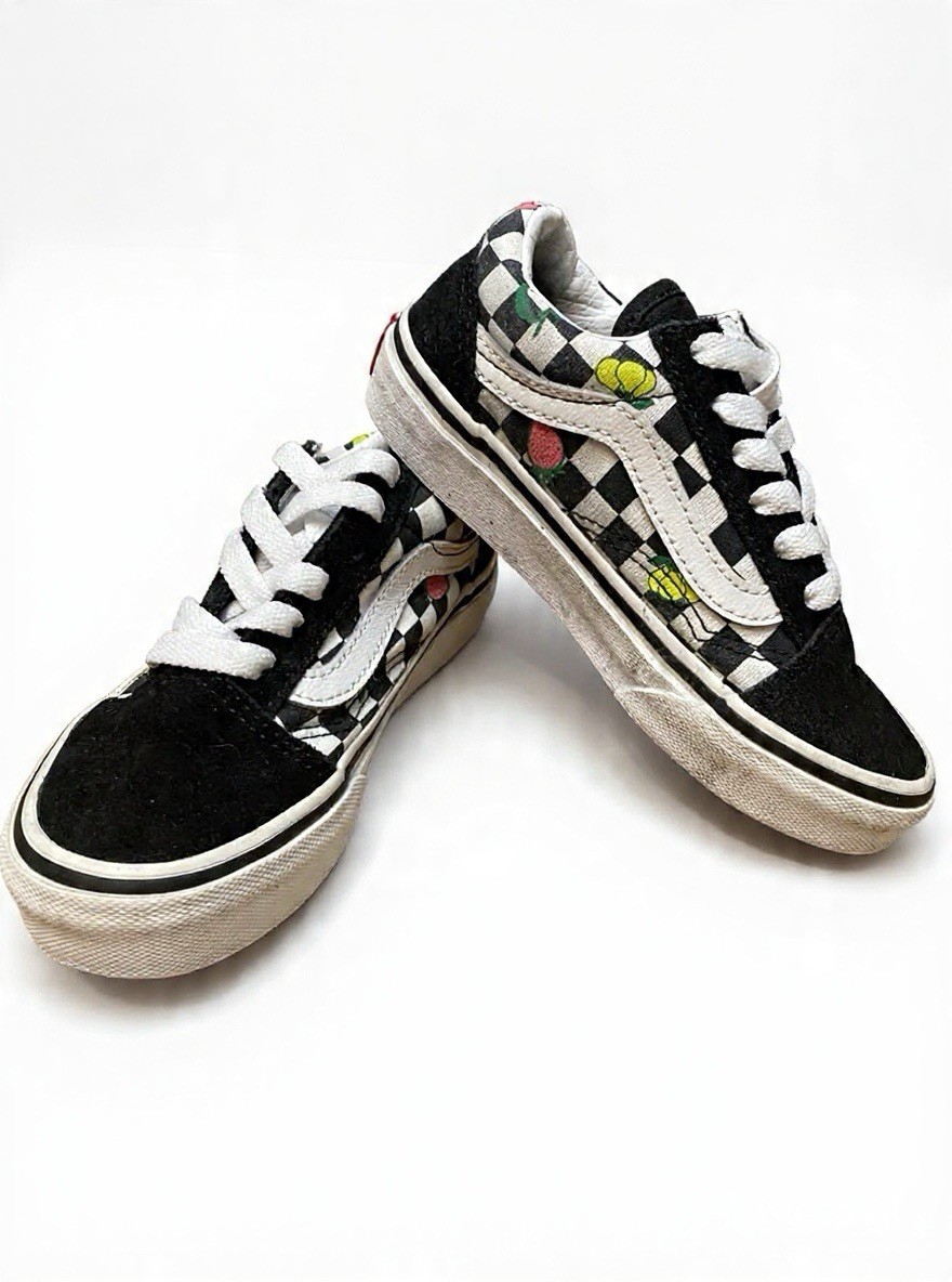 Vans Old Skool Toddler Size 12 Fruit CheckerboardBlack Suede Sneakers Shoes Low