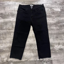 Judy Blue Stretch Striaght Leg Raw Hem Black Wash Crop Jeans Womens Sz. 1XL